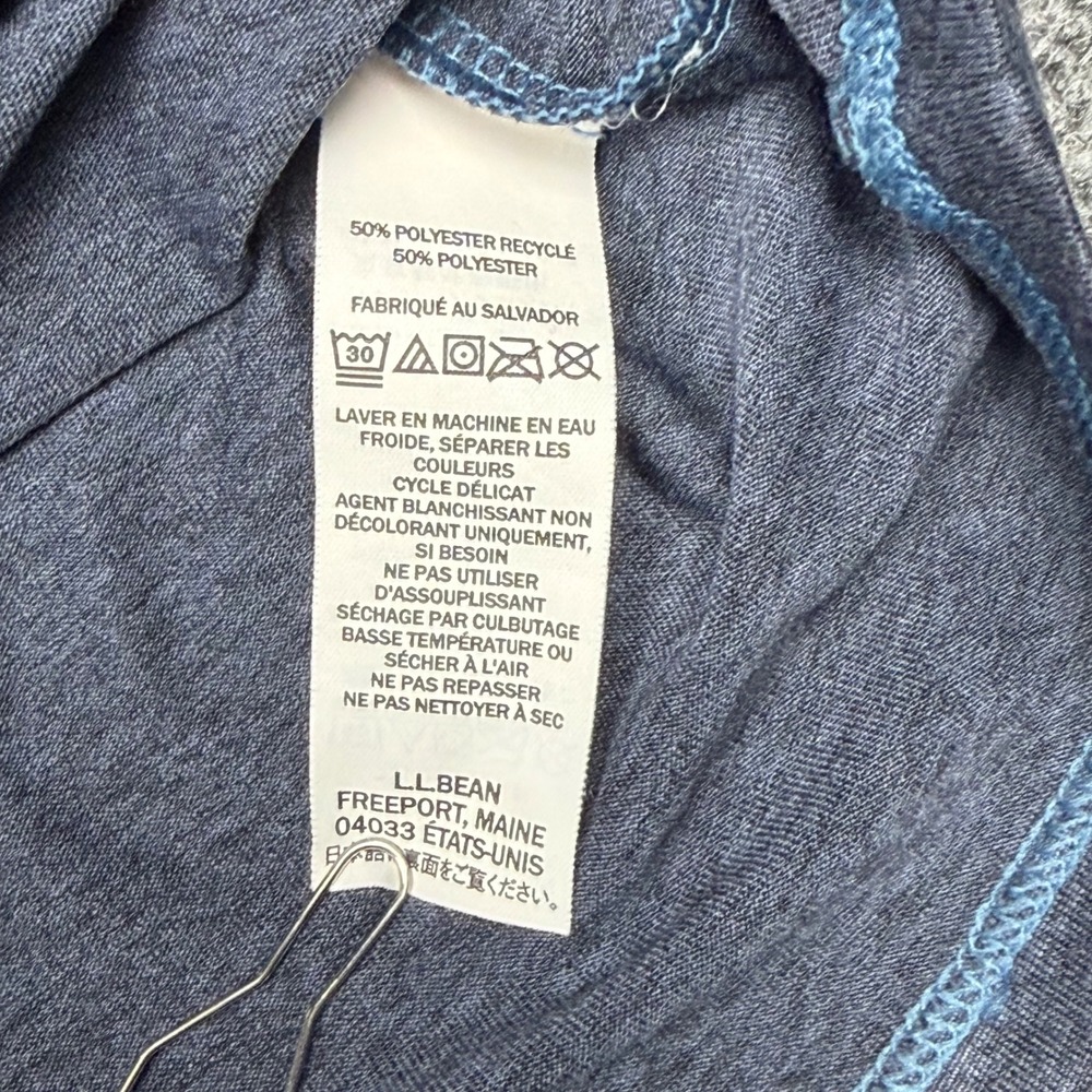 LL Bean Mens‎ XL Regular Performance Tee Shirt Heather Navy Blue Recycled Poly - Picture 6 of 7